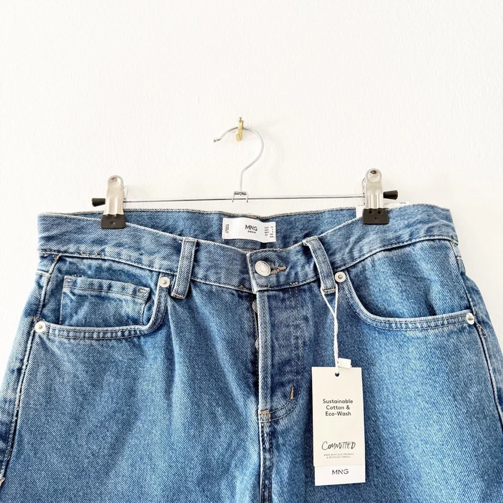NEW Mango Tie-Dye Bleach Long Bermuda Denim Jean Shorts Size US 4